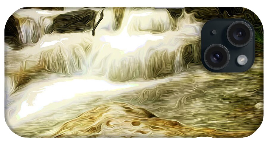 Waterfall iPhone Case featuring the digital art Golden Waterfall by Carol Crisafi