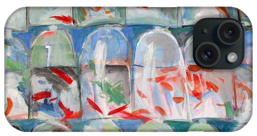Goldfish Market iPhone Case featuring the painting Goldfish Market by Kazumi Whitemoon