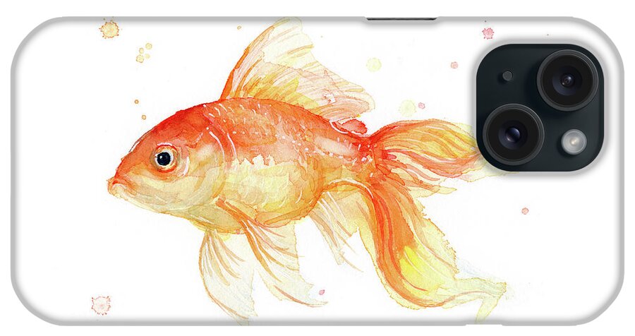 Gold iPhone Case featuring the painting Goldfish Painting Watercolor by Olga Shvartsur