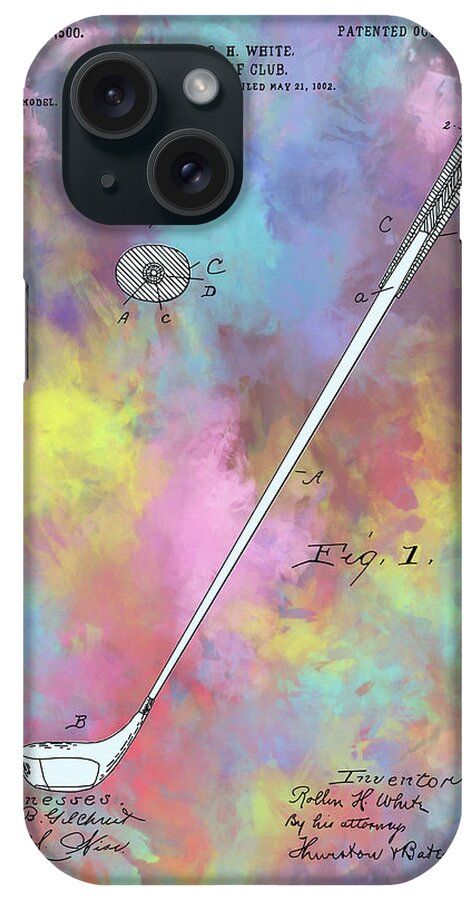 Golf iPhone Case featuring the digital art Golf Club Patent Drawing Color by Bekim M