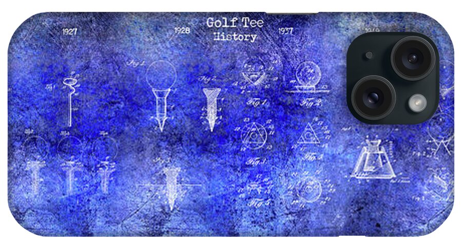 Golf Club iPhone Case featuring the photograph Golf Tee History patent Drawing Blue by Jon Neidert