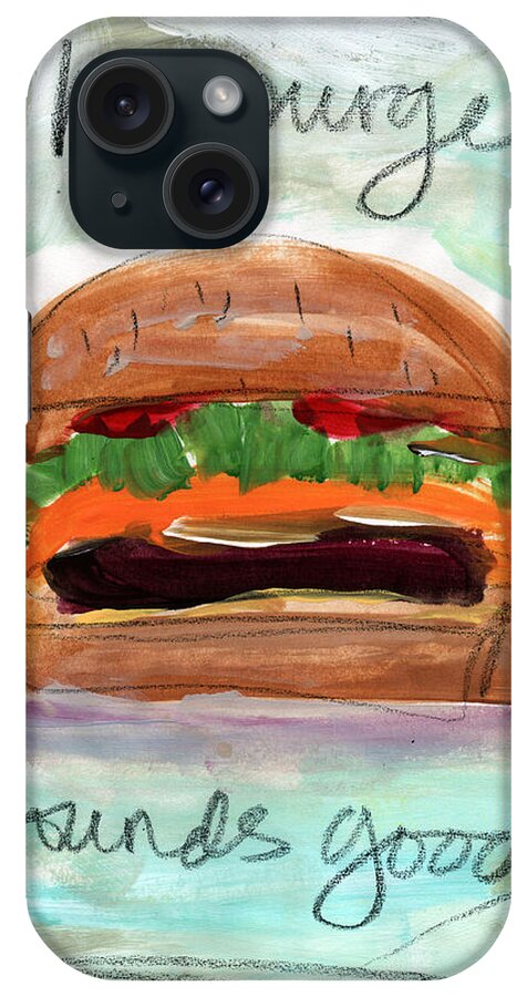 Hamburger iPhone Case featuring the painting Good Burger by Linda Woods