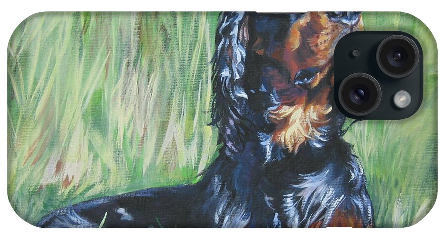 Dog iPhone Case featuring the painting Gordon Setter in the Grass by Lee Ann Shepard
