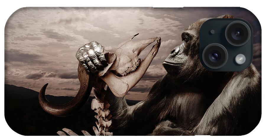 Gorilla iPhone Case featuring the photograph Gorilla and Bones by Christine Sponchia