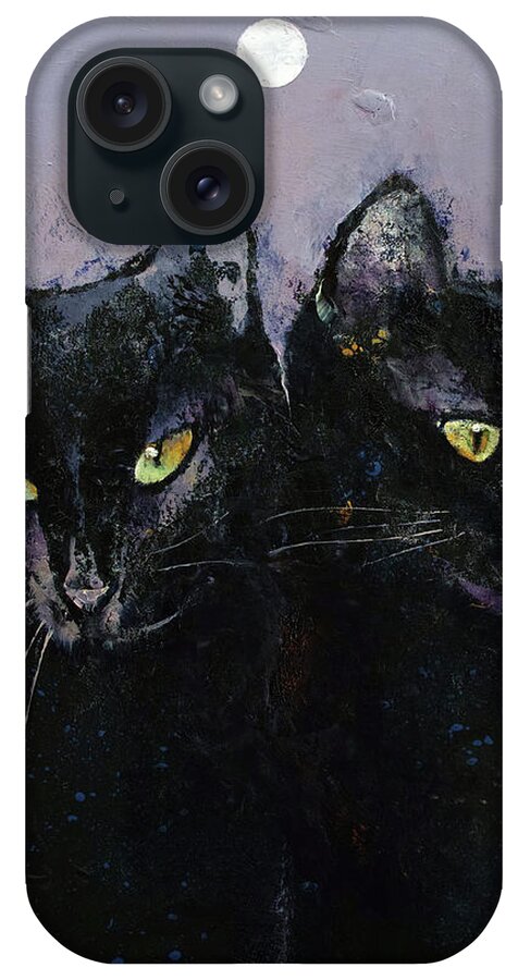 Abstract iPhone Case featuring the painting Gothic Cats by Michael Creese