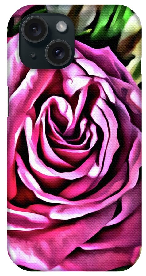 Pink Rose iPhone Case featuring the painting Gracious Rose by Marian Lonzetta