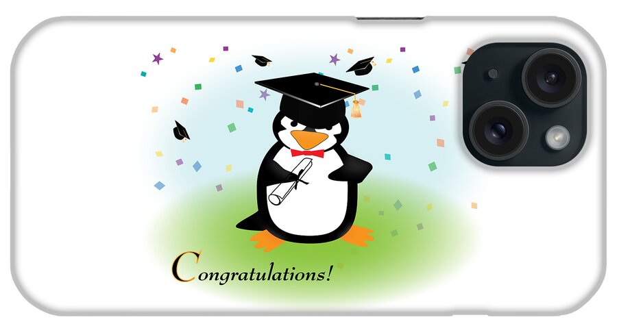 Penguins iPhone Case featuring the digital art Graduation Penguin by Jane E Rankin