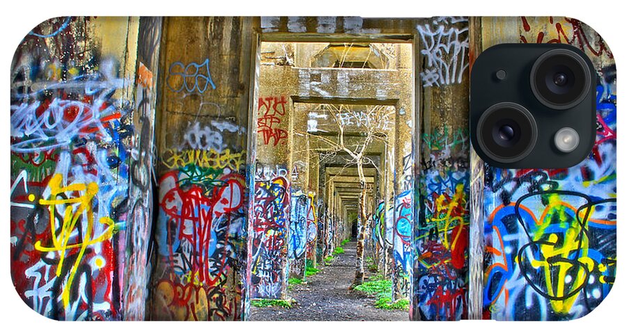 Grafiti Bridge Coal Piers Philadelphia Nowhere Pier iPhone Case featuring the photograph Grafiti Bridge To Nowhere by Alice Gipson