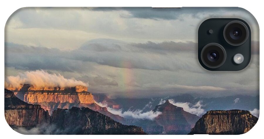 Monsoon iPhone Case featuring the photograph Grand Canyon monsoon rainbow by Gaelyn Olmsted