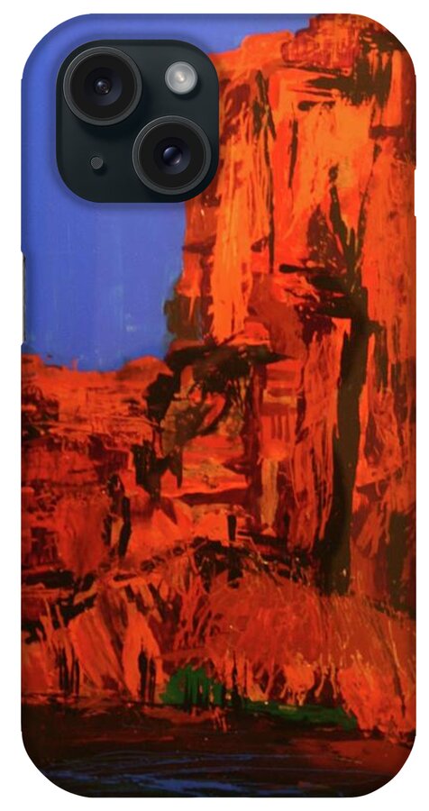 Red Rocks iPhone Case featuring the painting Grandstaff Shadows by Marilyn Quigley