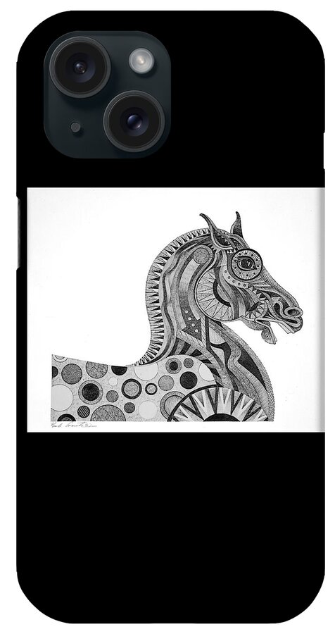 Imagined Realism iPhone Case featuring the painting Graphite Horse by Bob Coonts