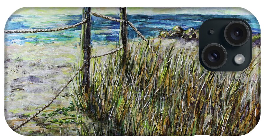 Grass iPhone Case featuring the painting Grassy Beach Post Morning 1 by Janis Lee Colon