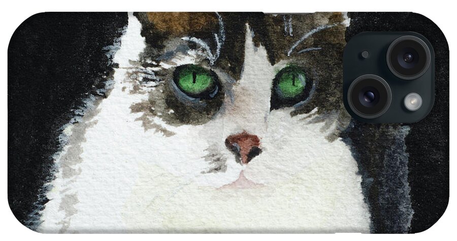 Cat iPhone Case featuring the painting Gray Cat by Lynn Hansen