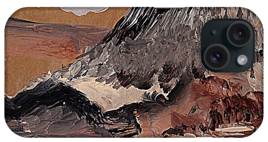 Abstract Gray Mountain Painting iPhone Case featuring the painting Gray Mountain by Nancy Kane Chapman