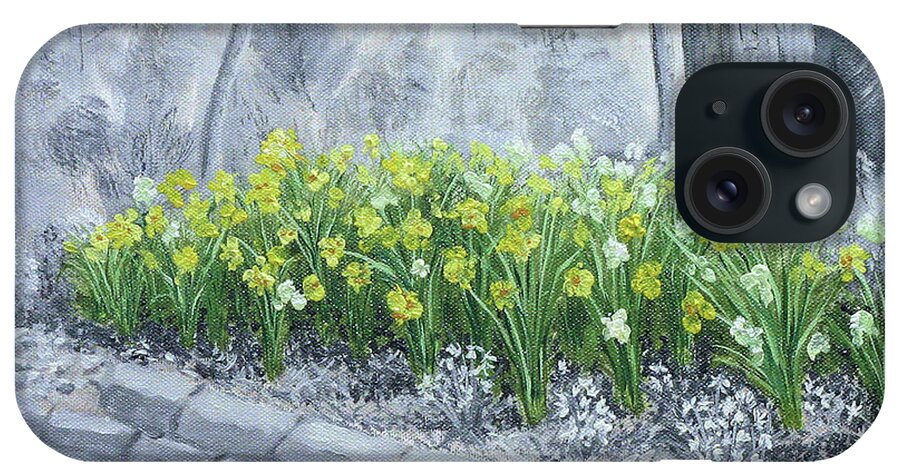 Fine Art iPhone Case featuring the painting Grayscale Daffodils by Stephen Krieger