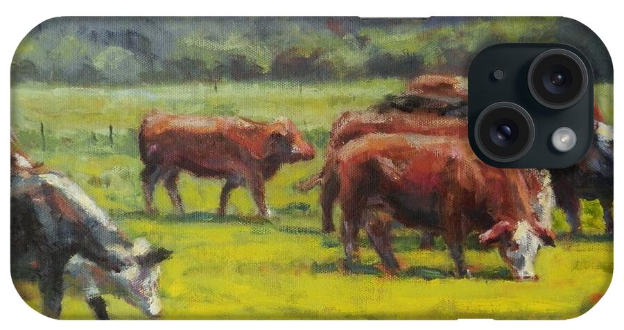 Impressionism iPhone Case featuring the painting Grazing in the Grass by Michael Camp