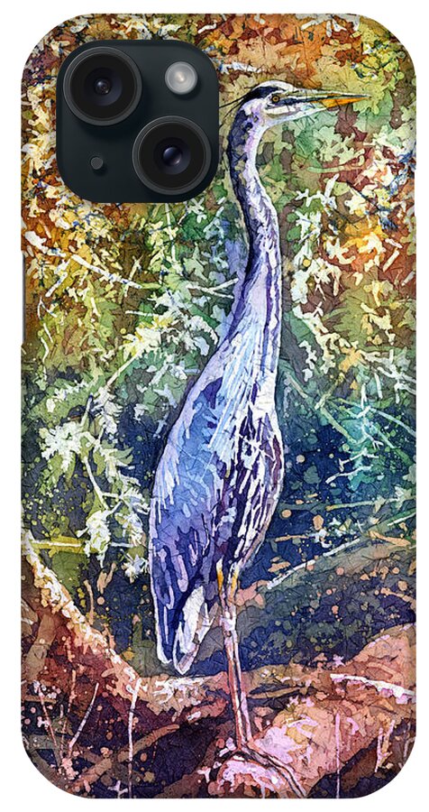 Heron iPhone Case featuring the painting Great Blue Heron by Hailey E Herrera