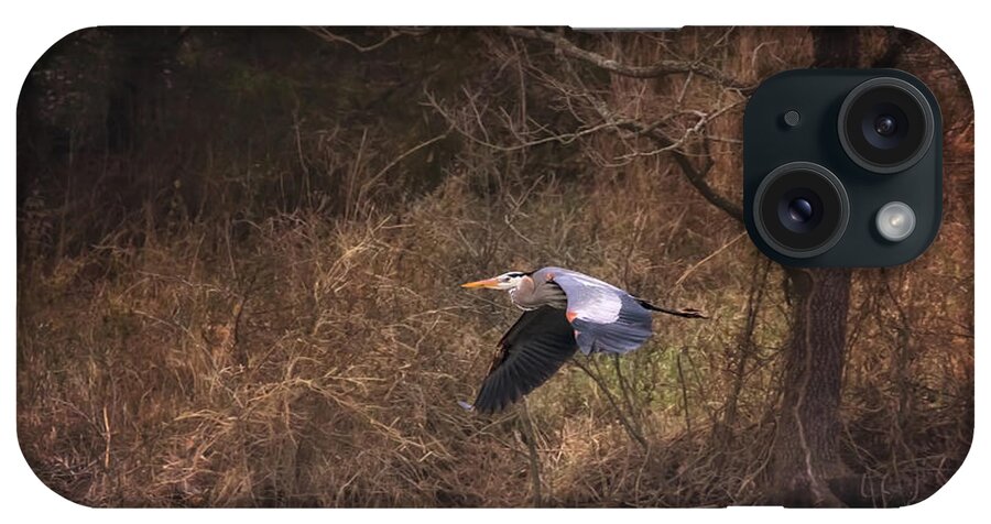 Great Blue Heron iPhone Case featuring the photograph Great Blue Heron in Flight by Susan Rissi Tregoning