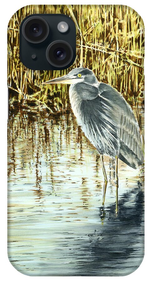 Heron iPhone Case featuring the painting Great Blue Heron by Thomas Hamm