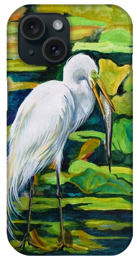 Water Birds iPhone Case featuring the painting Great Egret by Carol Allen Anfinsen