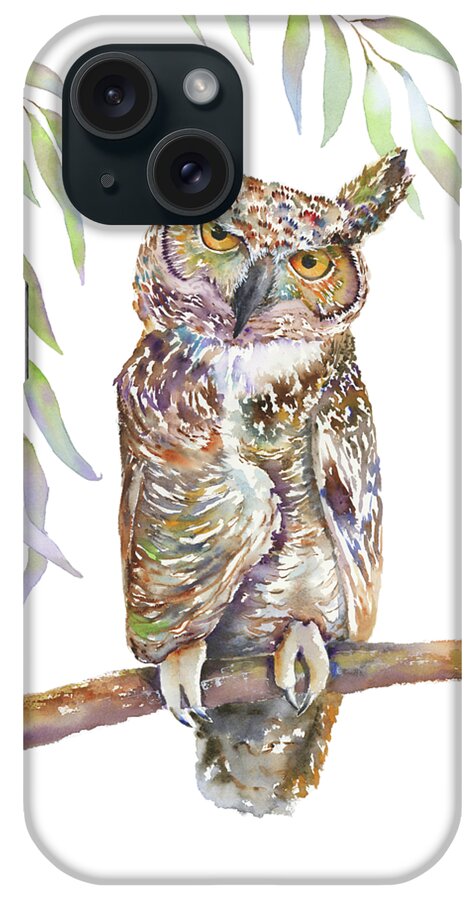 Great Horned Owl iPhone Case featuring the painting Great Horned Owl by Amy Kirkpatrick