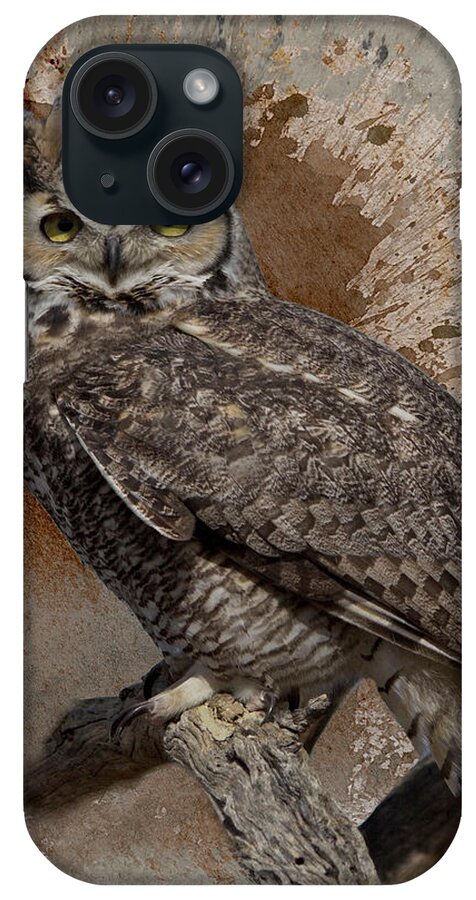 Alert iPhone Case featuring the photograph Great Horned Owl by Teresa Wilson