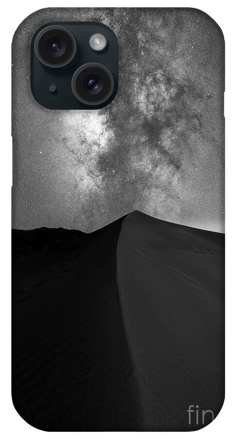 Great Sand Dunes iPhone Case featuring the photograph Great Sand Dunes Milky Way BW by Michael Ver Sprill
