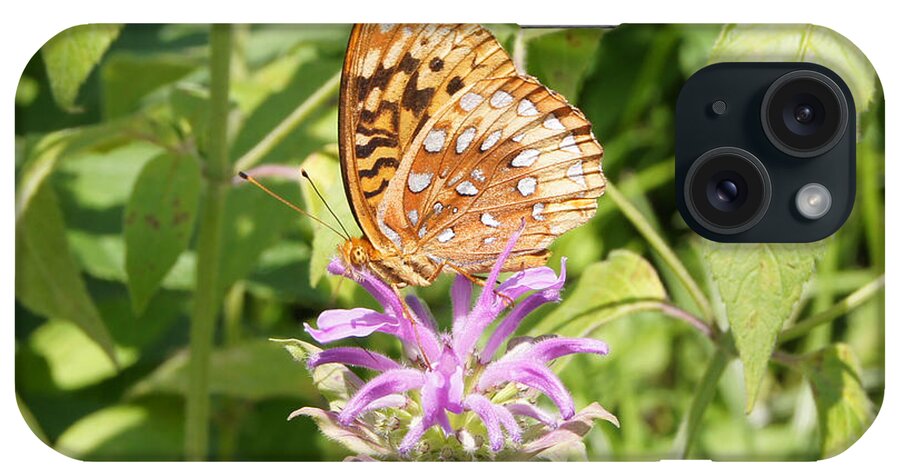 Butterly iPhone Case featuring the photograph Great Spangled Fritillary on Bee Balm Flower by Robert E Alter Reflections of Infinity