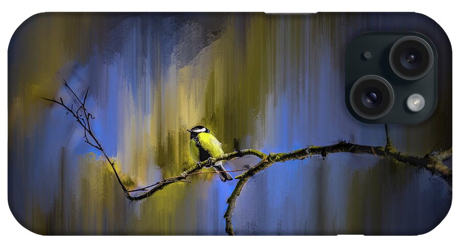 Great Tit iPhone Case featuring the photograph Great tit on branch #h3 by Leif Sohlman