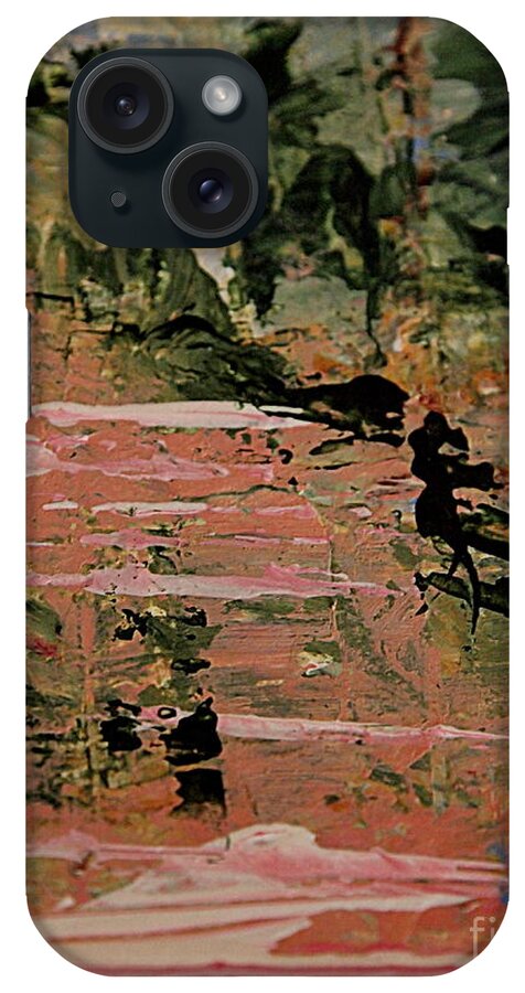 Abstract Green And Pink Painting In Acrylic iPhone Case featuring the painting Green and Pink Abstract by Nancy Kane Chapman