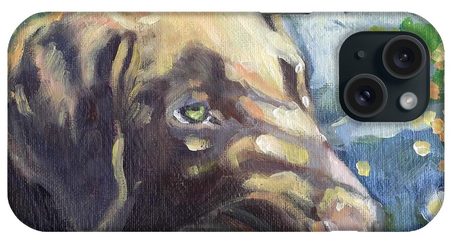 Chocolate Lab iPhone Case featuring the painting Green Ball by Sheila Wedegis