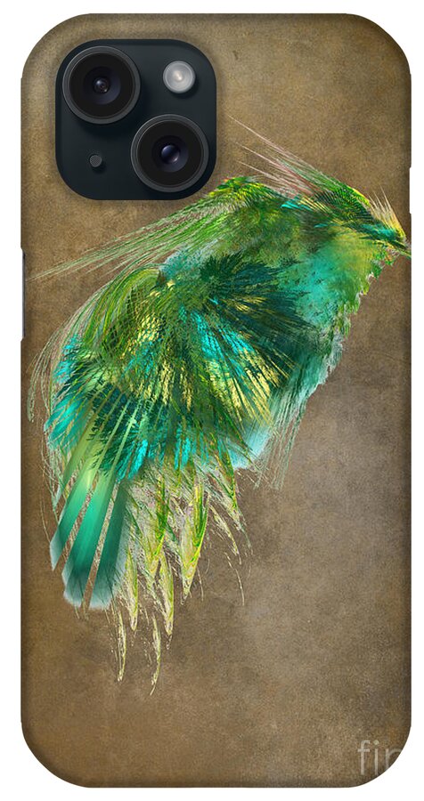 Green Bird iPhone Case featuring the digital art Green Bird - Fractal Art by Justyna Jaszke JBJart