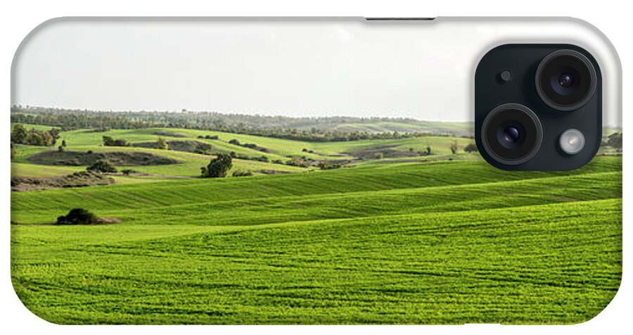 Panorama iPhone Case featuring the photograph Green Fields. by Arik Baltinester