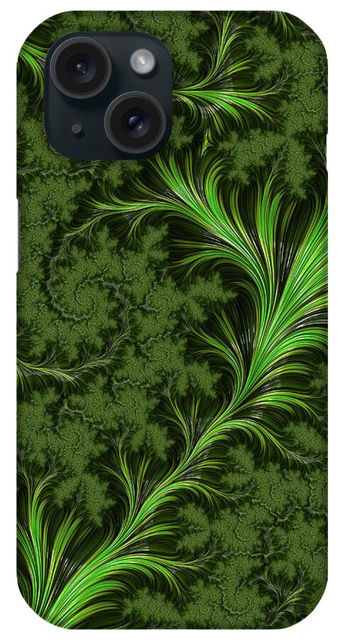 Green iPhone Case featuring the digital art Green Fronds by Rajiv Chopra