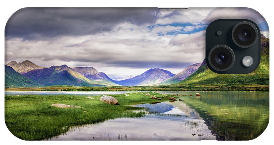 Forfjord iPhone Case featuring the photograph Green hills of Vesteralen by Dmytro Korol