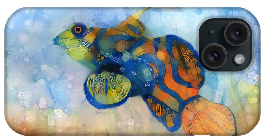 Fish iPhone Case featuring the digital art Green Mandarin Fish by Arline Wagner