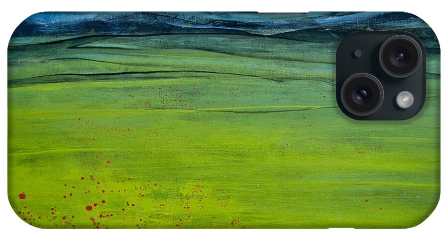 Green Pastures iPhone Case featuring the painting Green Pastures by Jani Freimann