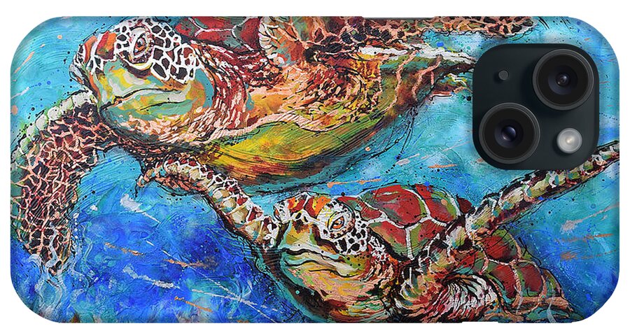 Marine Turtles iPhone Case featuring the painting Green Sea Turtles by Jyotika Shroff