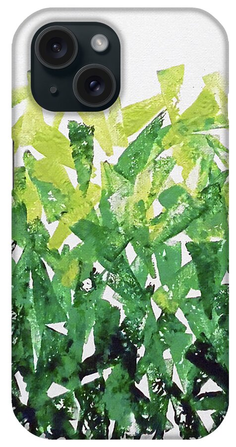 Green Geometric iPhone Case featuring the painting Greenery Gradation by Jilian Cramb - AMothersFineArt