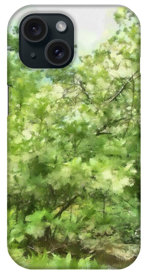 Green iPhone Case featuring the painting Greenstone Trail by Paulette B Wright