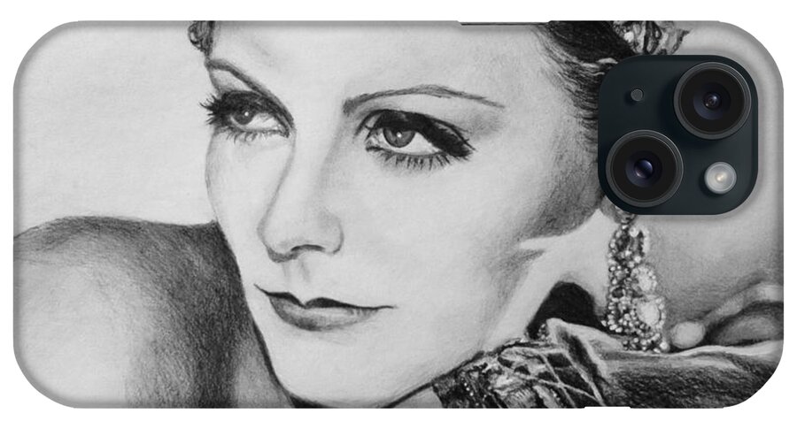 Greta Garbo iPhone Case featuring the drawing Greta Garbo by Elaine Berger