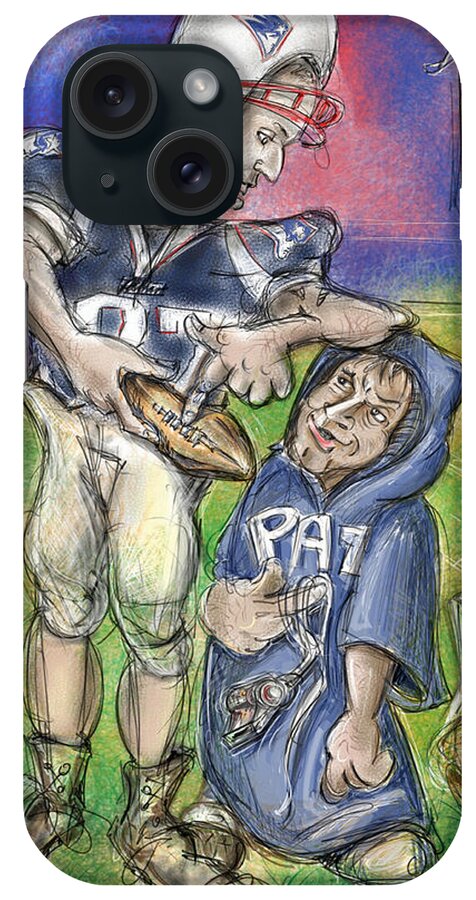 Football iPhone Case featuring the drawing Gronk by Mark Tonelli