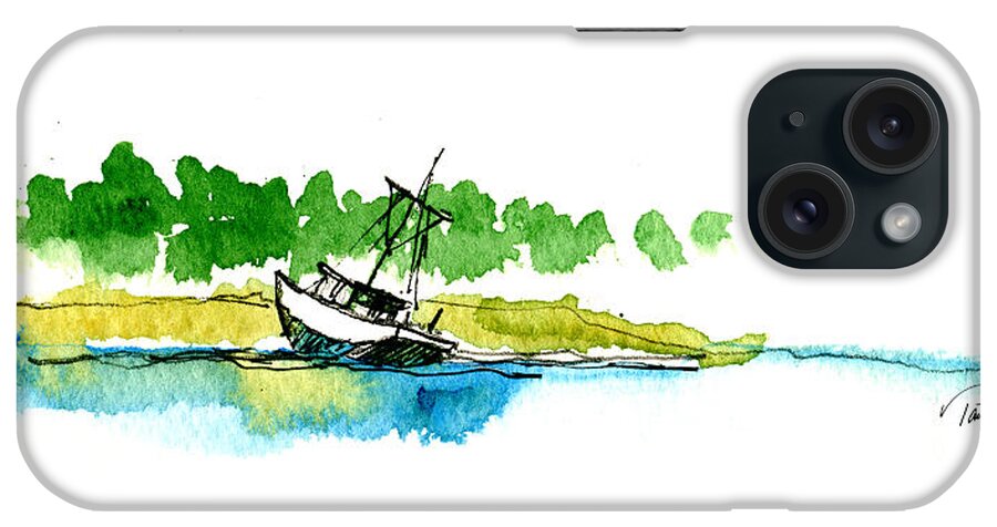 Gulf Of Mexico iPhone Case featuring the painting Grounded on Little River Alabama by Paul Gaj
