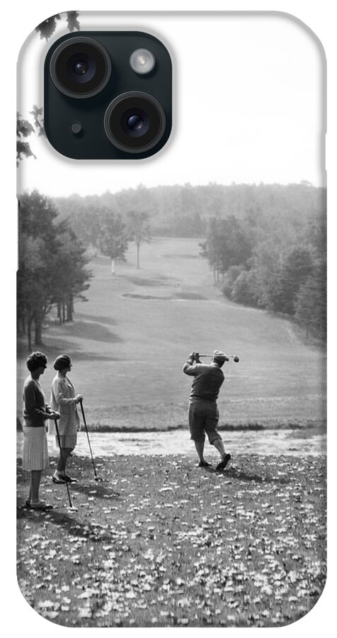1920s iPhone Case featuring the photograph Group Of Golfers Teeing Off, C.1920-30s by H. Armstrong Roberts/ClassicStock