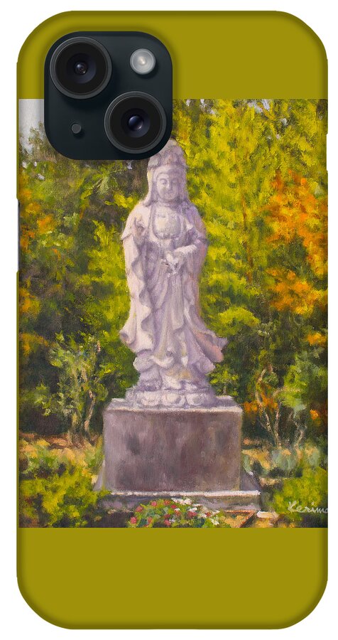 Guan Yin iPhone Case featuring the painting Guan Yin Statue by Kerima Swain