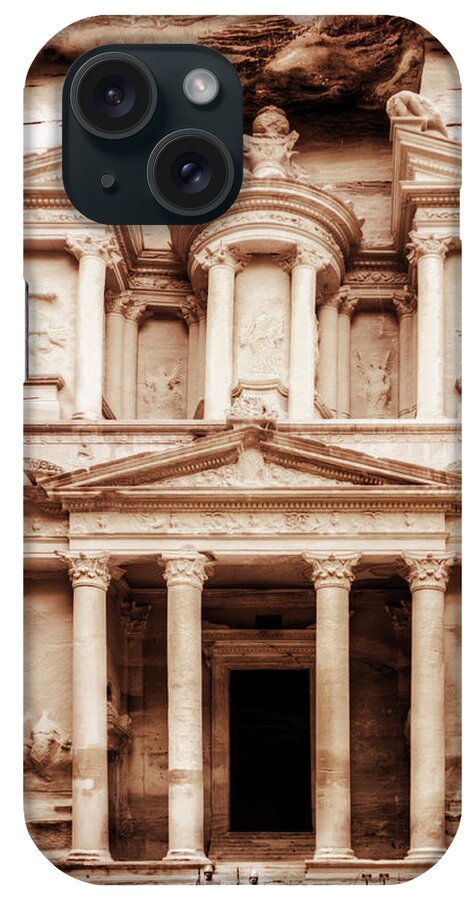 Petra iPhone Case featuring the photograph Guarding The Petra Treasury by Nicola Nobile