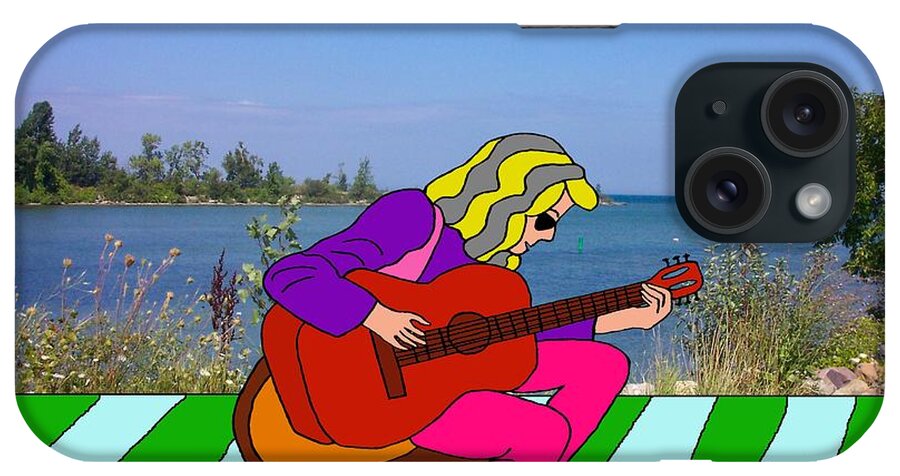 Music iPhone Case featuring the digital art Guitar player by Laura Smith