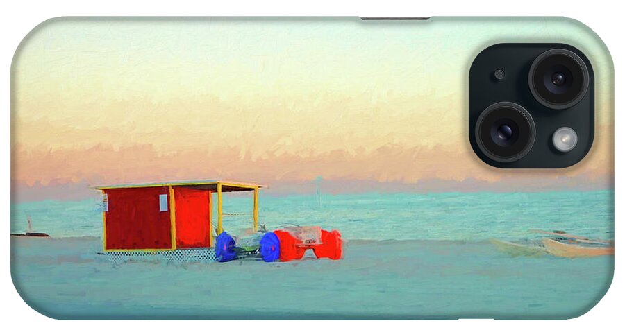 Mississippi Gulf Coast iPhone Case featuring the photograph Gulf Coast Red Beach Hut Sunset Saiboat by Rebecca Korpita