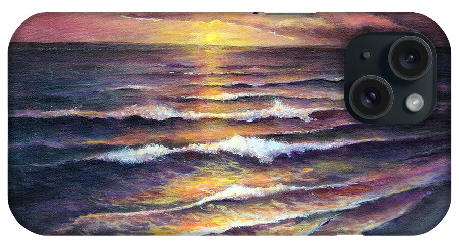 Gulf Of Mexico iPhone Case featuring the painting Gulf Coast Sunset by Deborah Smith