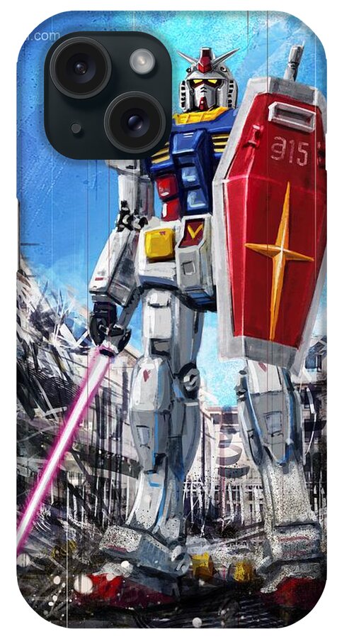 Sci-fi iPhone Case featuring the digital art Gundam Lingotto Saber by Andrea Gatti